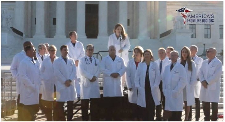 America's Frontline Doctors White Coat Summit in front of U.S. Supreme Court