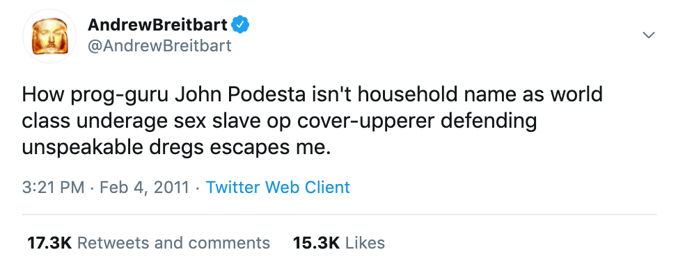 Andrew Breitbart tweet on John Podesta