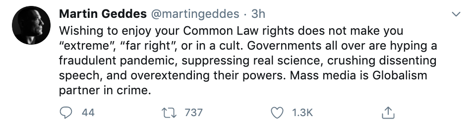Martin Geddess Tweet on Common Law