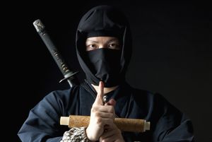 ninja wearing a black mask covering lower part of face