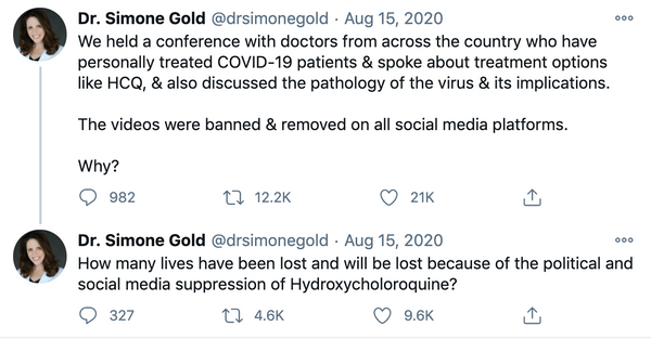 Dr. Simone Gold on HCQ media suppression